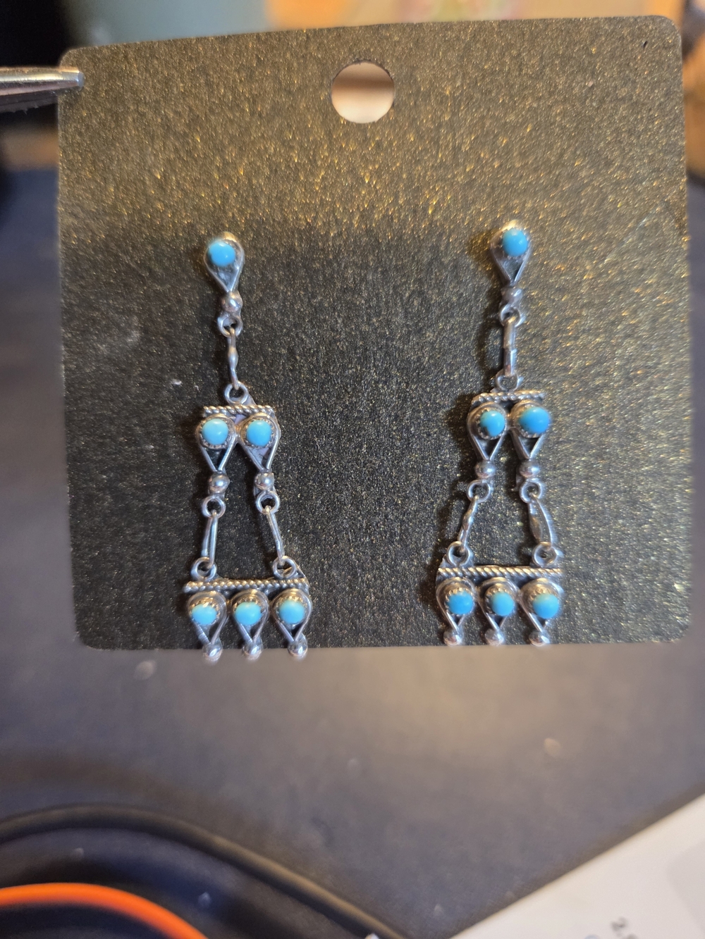 Handmade Native American Sterling Silver Turquoise Earrings - Women Jewelry